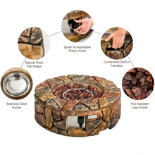 Load image into Gallery viewer, 28'' Propane Gas Fire Pit Outdoor 40 000 BTU Stone-Brown