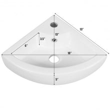 Load image into Gallery viewer, Bathroom Corner Ceramic Vessel Sink with Overflow and Faucet Hole