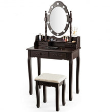 Load image into Gallery viewer, Makeup Vanity Dressing Table Set with Dimmable Bulbs Cushioned Stool-Coffee