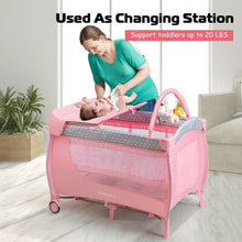 Load image into Gallery viewer, Foldable Baby Playard with Changing Station-Pink