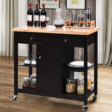Load image into Gallery viewer, Rolling Kitchen Trolley Island Utility Cart Storage Shelf-Deep Brown