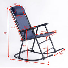 Load image into Gallery viewer, Outdoor Patio Headrest Folding Zero Gravity Rocking Chair-Blue