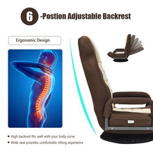 Load image into Gallery viewer, 360-Degree Swivel Gaming Floor Chair with Foldable Adjustable Backrest-Brown