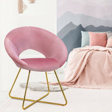 Load image into Gallery viewer, Modern Accent Velvet Dining Arm Chair w/ Golden Metal Legs and Soft Cushion-Pink