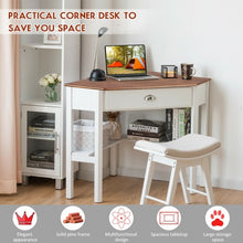 Load image into Gallery viewer, Corner Wooden PC Laptop Computer Desk-Natural