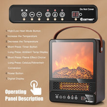 Load image into Gallery viewer, 1500W Electric Fireplace Tabletop Portable Space Heater w/3D Flame Effect-Walnut