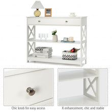 Load image into Gallery viewer, Console Accent Table with Drawer and Shelves -White