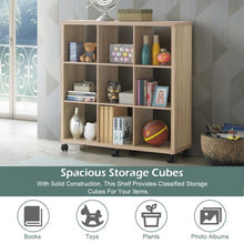 Load image into Gallery viewer, 9 Cubes Ladder Shelf Freestanding Corner Display Rack Bookshelf-Natural