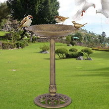 Load image into Gallery viewer, Antique Gold Freestanding Pedestal Bird Bath Feeder
