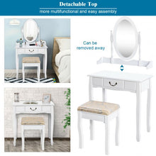 Load image into Gallery viewer, White Vanity Makeup Dressing Table with Rotating Mirror