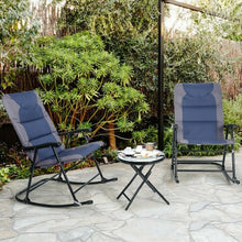 Load image into Gallery viewer, 3 pcs Outdoor Folding Rocking Chair Table Set-Blue
