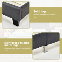 Load image into Gallery viewer, Queen Upholstered Platform Bed Frame with Linen Headboard Wood Slat-Gray