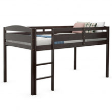 Load image into Gallery viewer, Wooden Twin Low Loft Bunk Bed with Guard Rail and Ladder-Espresso