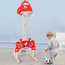 Load image into Gallery viewer, 3-in-1 Basketball Hoop for Kids Adjustable Height Playset with Balls-Red