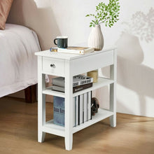 Load image into Gallery viewer, 3-Tier Nightstand Bedside Table Sofa Side with Double Shelves Drawer-White