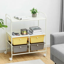 Load image into Gallery viewer, 4 Drawers Shelves Rolling Storage Cart Rack-Yellow