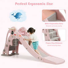 Load image into Gallery viewer, 3-in-1 Kids Climber Slide Play Set with Basketball Hoop and Ball-Pink