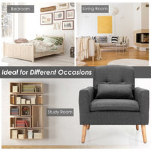Load image into Gallery viewer, Accent Chair Cushioned Linen Armchair with Waist Pillow Sofa Chair-Gray