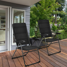 Load image into Gallery viewer, 2 Pcs Patio Back Adjustable Reclining Folding Chairs-Black