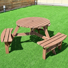 Load image into Gallery viewer, 6-Person Patio Wood Picnic Table Beer Bench Set