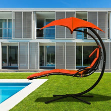 Load image into Gallery viewer, Hanging Stand Chaise Lounger Swing Chair w/ Pillow-Orange