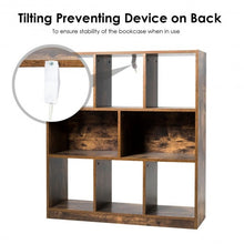 Load image into Gallery viewer, Open Compartments Industrial Freestanding Bookshelf-Brown