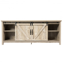 Load image into Gallery viewer, TV Stand with Cabinet Sliding Barn Door -White