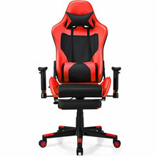 Load image into Gallery viewer, PU Leather Gaming Chair with USB Massage Lumbar Pillow and Footrest-Red
