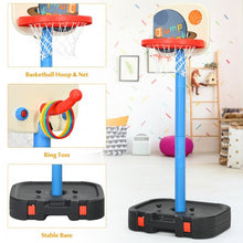 Load image into Gallery viewer, 2 in 1 Kids Basketball Hoop Stand with Ring Toss and Storage Box-Black