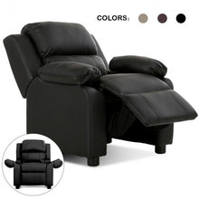 Load image into Gallery viewer, Kids Deluxe Headrest Recliner Sofa Chair with Storage Arms-Black