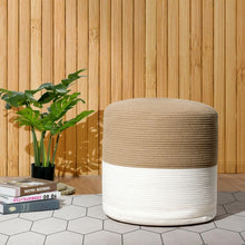 Load image into Gallery viewer, Pouf Ottoman Round for Sitting Braided Pouf with Jute Cover