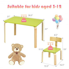 Load image into Gallery viewer, 3 Piece Kids Wooden Activity Table and 2 Chairs Set-Green