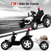Load image into Gallery viewer, 2 in 1 Electric 12V Kids Ride on Car Tractor w/Remote Control LED Light Horn-WH
