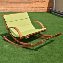 Load image into Gallery viewer, Outdoor 2 Persons Rocking Wooden Lounge Chair with Cushion