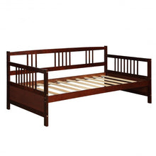 Load image into Gallery viewer, Twin Size Wooden Slats Daybed Bed with Rails-Chocolate