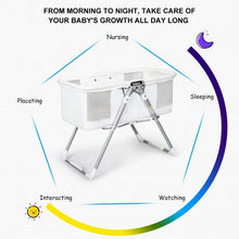 Load image into Gallery viewer, 2 in 1 Foldable Crib with Detachable & Thicken Mattress-White