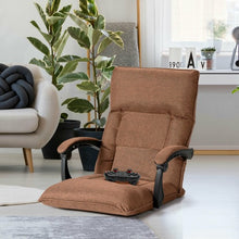 Load image into Gallery viewer, 14-Position Floor Chair Lazy Sofa with Adjustable Back Headrest Waist-Coffee