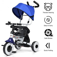 Load image into Gallery viewer, 4-in-1 Kids Baby Stroller Tricycle Detachable Learning Toy Bike-Blue