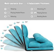 Load image into Gallery viewer, Foldable Floor 6-Position Adjustable Lounge Couch-Blue