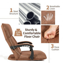 Load image into Gallery viewer, 14-Position Floor Chair Lazy Sofa with Adjustable Back Headrest Waist-Coffee