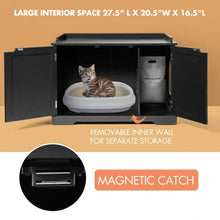 Load image into Gallery viewer, Cat Litter Box Wooden Enclosure Pet House Sidetable Washroom-Black