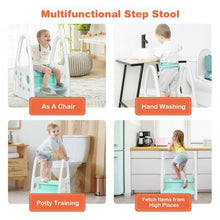 Load image into Gallery viewer, Kids Step Stool Learning Helper w/Armrest for Kitchen Toilet Potty Training-Blue