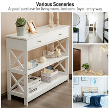 Load image into Gallery viewer, Console Accent Table with Drawer and Shelves -White