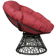 Load image into Gallery viewer, Rattan Papasan Chair Ergonomic 360-degree Swivel Soft Cushion Garden-Burgundy