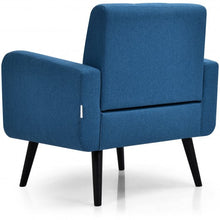 Load image into Gallery viewer, Modern Upholstered Comfy Accent Chair Single Sofa with Rubber Wood Legs-Navy