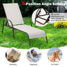 Load image into Gallery viewer, Adjustable Patio Chaise Outdoor Folding Lounge Chair with Adjustable Backrest-Gray