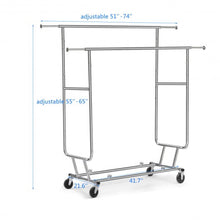Load image into Gallery viewer, Double Commercial Collapsible Clothing Rolling Garment Rack