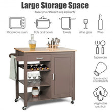 Load image into Gallery viewer, Kitchen Island Trolley Cart Storage Cabinet with Wine Rack & Shelf-Coffee
