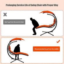 Load image into Gallery viewer, Hanging Stand Chaise Lounger Swing Chair w/ Pillow-Orange