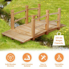 Load image into Gallery viewer, 5' Wooden Garden Bridge Arc Stained Finish Footbridge Decorative